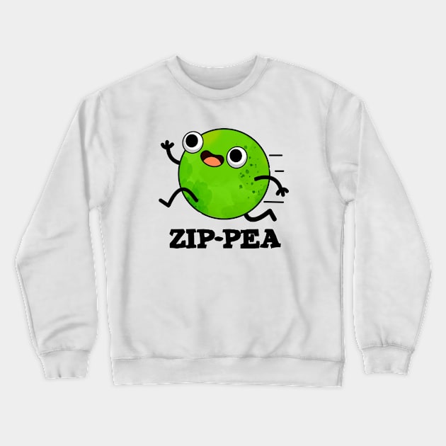 Zip-pea Cute Zippy Pea Pun Crewneck Sweatshirt by punnybone